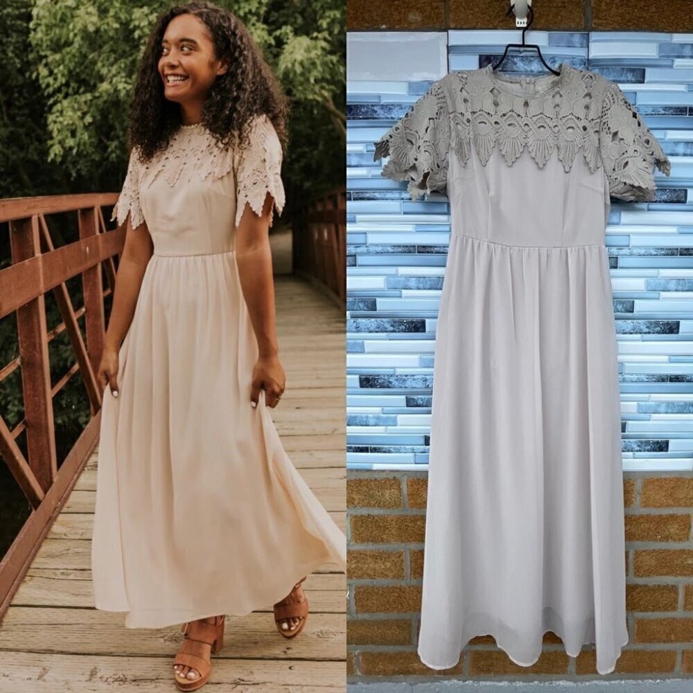 Roolee Gray Fiona Formal Maxi Dress small